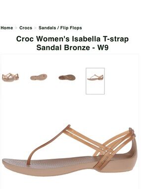 CROCS Isabella T-Strap Sandal in Bronze Tan